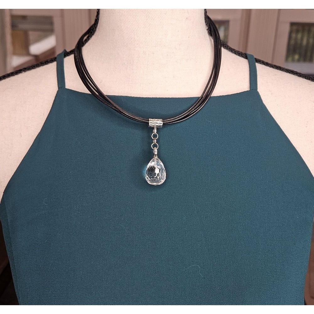 Silpada Boho Leather Quartz Pendent Necklace Retired